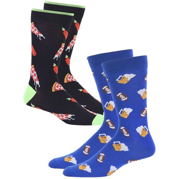 Beer Football And Pizza 2 Pack Dress Crew Socks - Picture 6 of 8